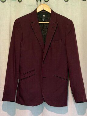 H&M Men’s Slim Fit Sport Coat Blazer Purple Black 36R